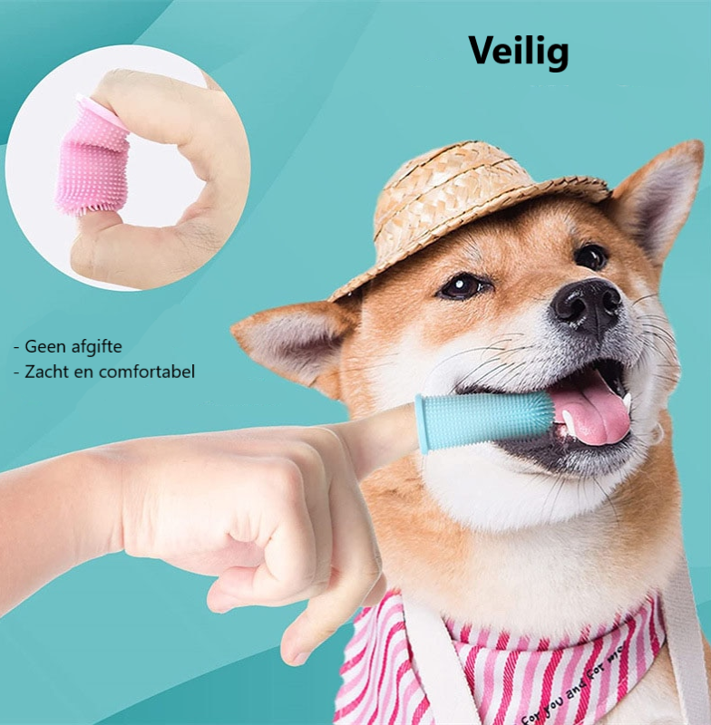 Zachte siliconen honden vingertandenborstel