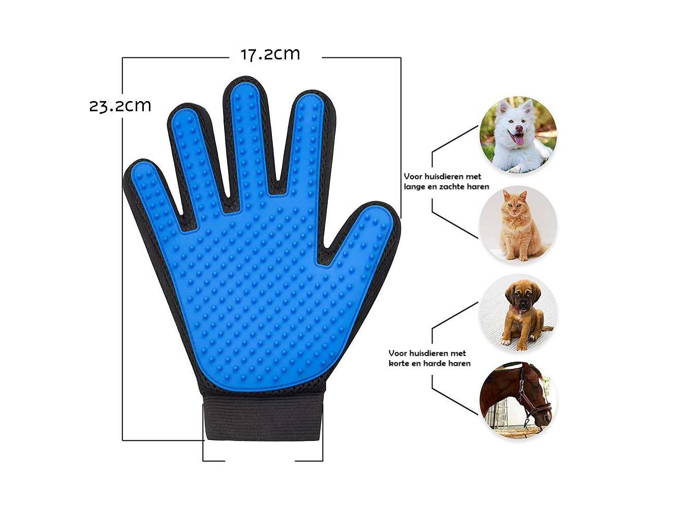 Huisdierhaar verwijderaar handschoen voor honden en katten