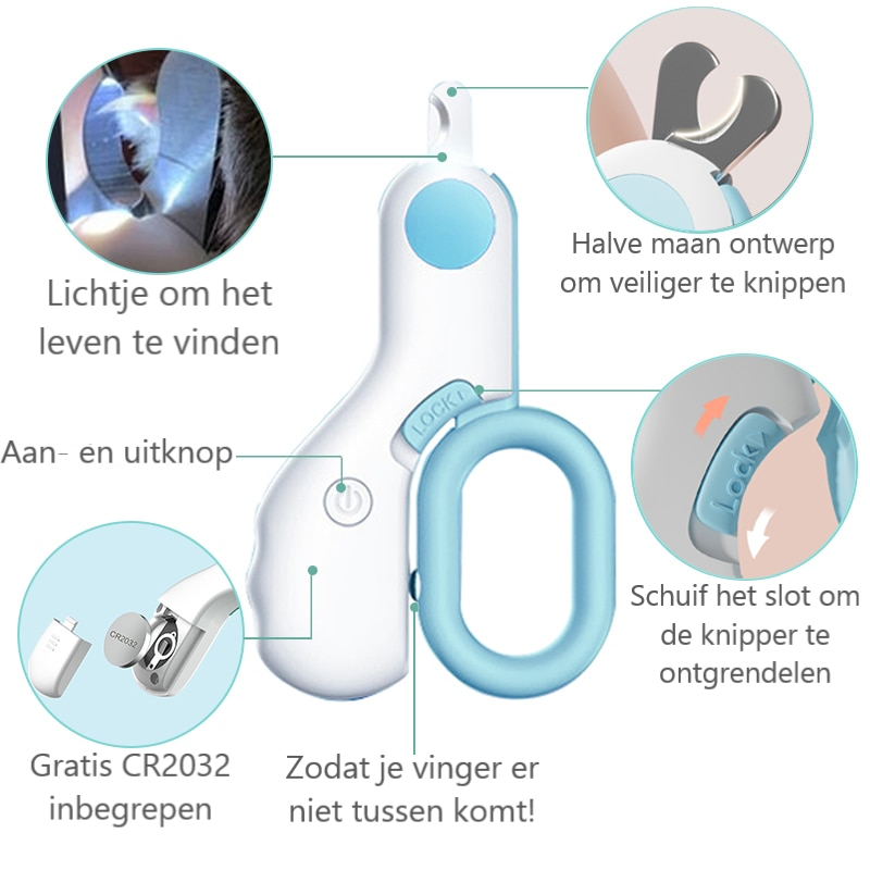 Professionele nagelknipper met lichtje voor honden en katten